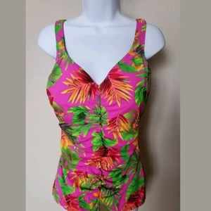 T.H.E. Swimwear 1 Piece Swimsuit Pink Floral 16